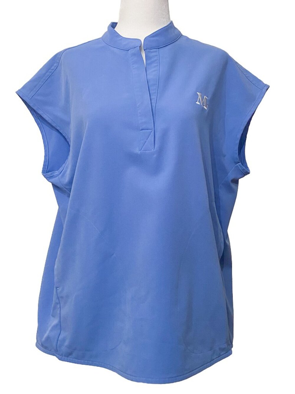 FIGS Women's Rafaela Oversized Scrub Top Sz S Monogram M Ceil Blue Medical